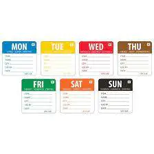 Days of the Week Labels Set - Mon-Sun 7x1000